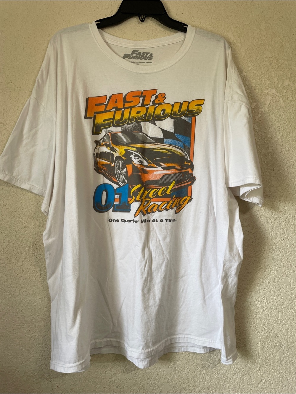 Fast & Furious White Graphic Tee - Street Racing Print